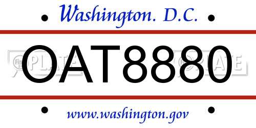 OAT8880 District Of Columbia License Plate