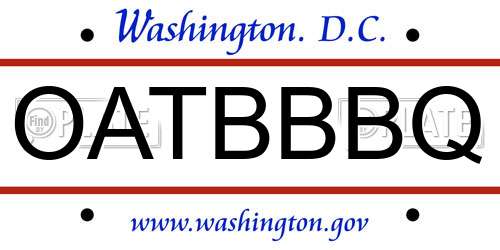 OATBBBQ District Of Columbia License Plate