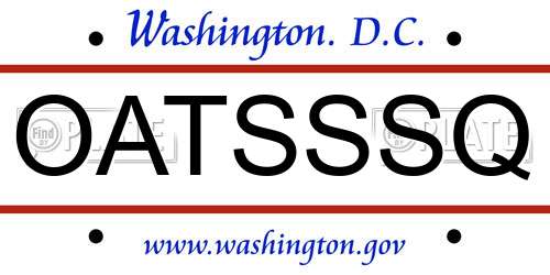 OATSSSQ District Of Columbia License Plate