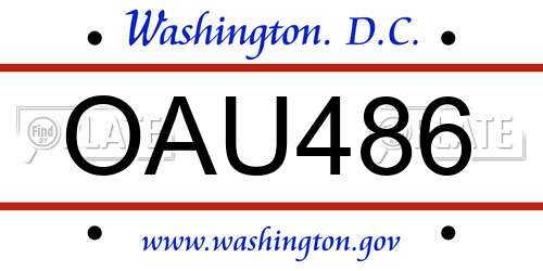 OAU486 District Of Columbia License Plate