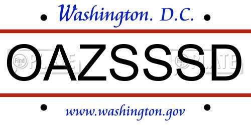 OAZSSSD District Of Columbia License Plate