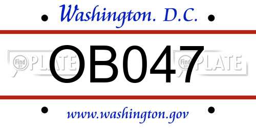 OB047 District Of Columbia License Plate