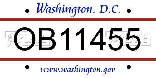 OB11455 District Of Columbia License Plate
