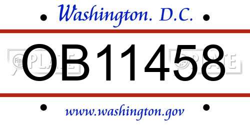 OB11458 District Of Columbia License Plate