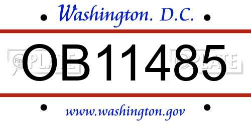 OB11485 District Of Columbia License Plate