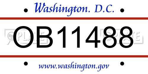 OB11488 District Of Columbia License Plate