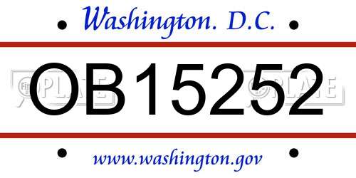 OB15252 District Of Columbia License Plate