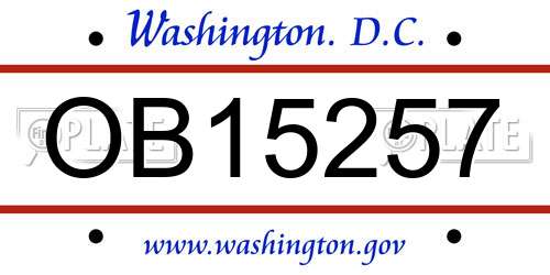 OB15257 District Of Columbia License Plate