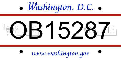 OB15287 District Of Columbia License Plate