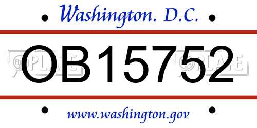 OB15752 District Of Columbia License Plate