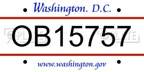OB15757 District Of Columbia License Plate