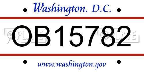 OB15782 District Of Columbia License Plate