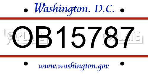OB15787 District Of Columbia License Plate