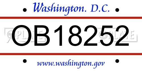OB18252 District Of Columbia License Plate