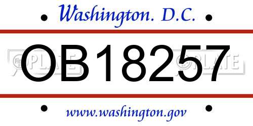 OB18257 District Of Columbia License Plate