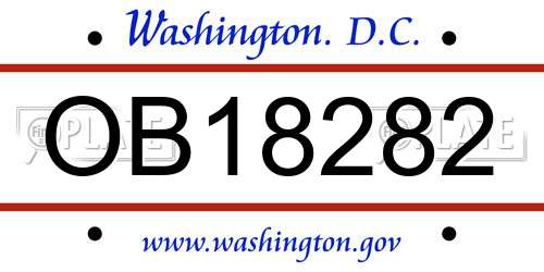 OB18282 District Of Columbia License Plate