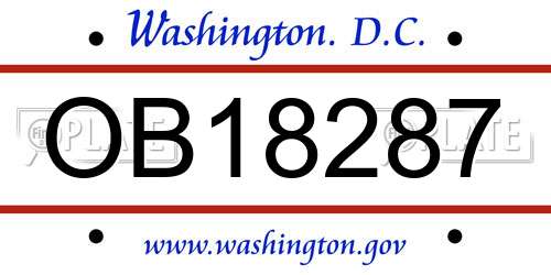 OB18287 District Of Columbia License Plate