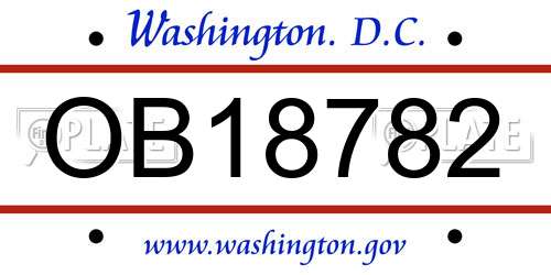 OB18782 District Of Columbia License Plate