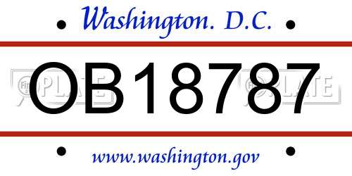 OB18787 District Of Columbia License Plate