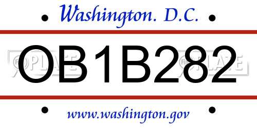 OB1B282 District Of Columbia License Plate