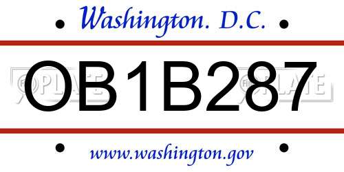 OB1B287 District Of Columbia License Plate
