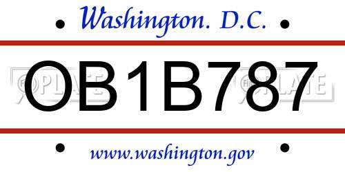 OB1B787 District Of Columbia License Plate