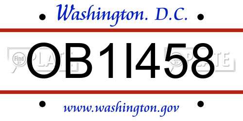 OB1I458 District Of Columbia License Plate