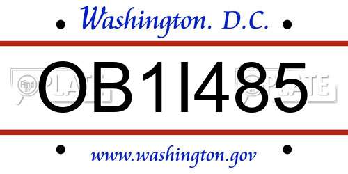 OB1I485 District Of Columbia License Plate