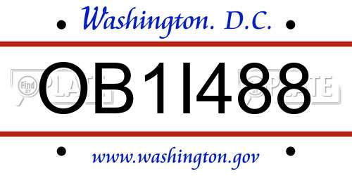 OB1I488 District Of Columbia License Plate