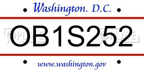 OB1S252 District Of Columbia License Plate