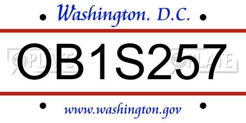 OB1S257 District Of Columbia License Plate