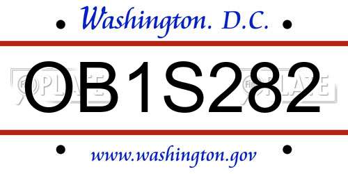 OB1S282 District Of Columbia License Plate