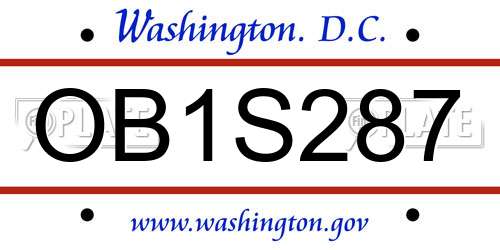 OB1S287 District Of Columbia License Plate