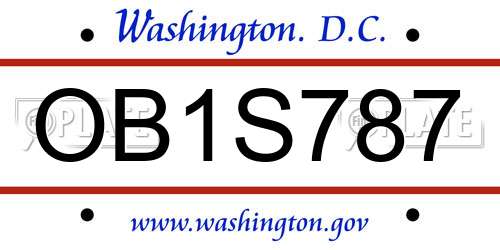 OB1S787 District Of Columbia License Plate