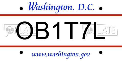OB1T7L District Of Columbia License Plate