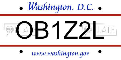 OB1Z2L District Of Columbia License Plate