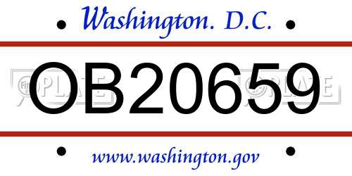 OB20659 District Of Columbia License Plate