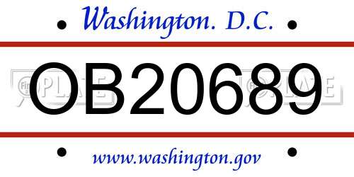 OB20689 District Of Columbia License Plate