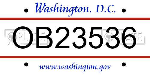 OB23536 District Of Columbia License Plate