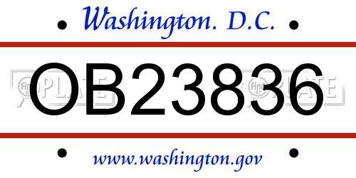 OB23836 District Of Columbia License Plate