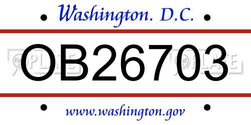 OB26703 District Of Columbia License Plate