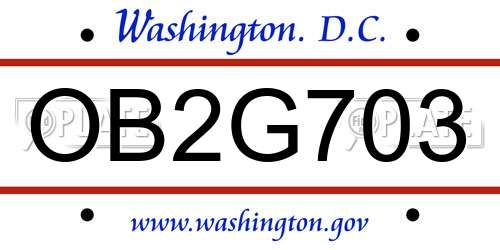OB2G703 District Of Columbia License Plate
