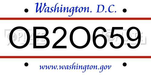 OB2O659 District Of Columbia License Plate