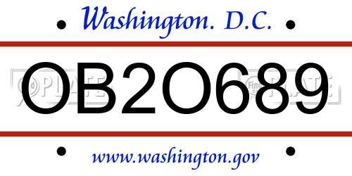 OB2O689 District Of Columbia License Plate