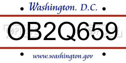 OB2Q659 District Of Columbia License Plate