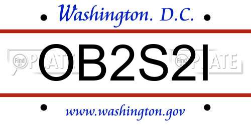 OB2S2I District Of Columbia License Plate