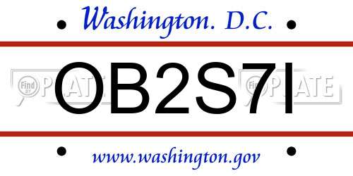 OB2S7I District Of Columbia License Plate