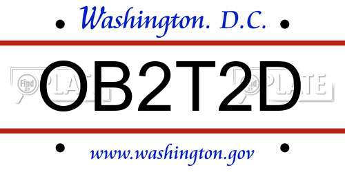 OB2T2D District Of Columbia License Plate