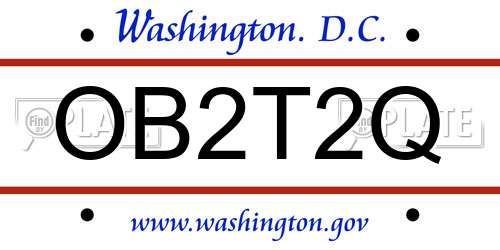 OB2T2Q District Of Columbia License Plate
