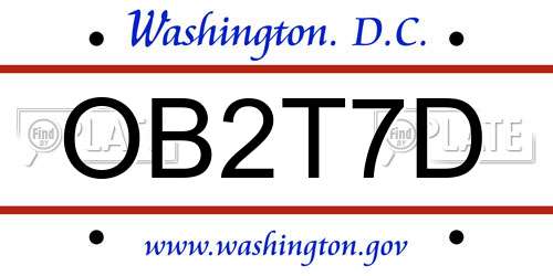 OB2T7D District Of Columbia License Plate